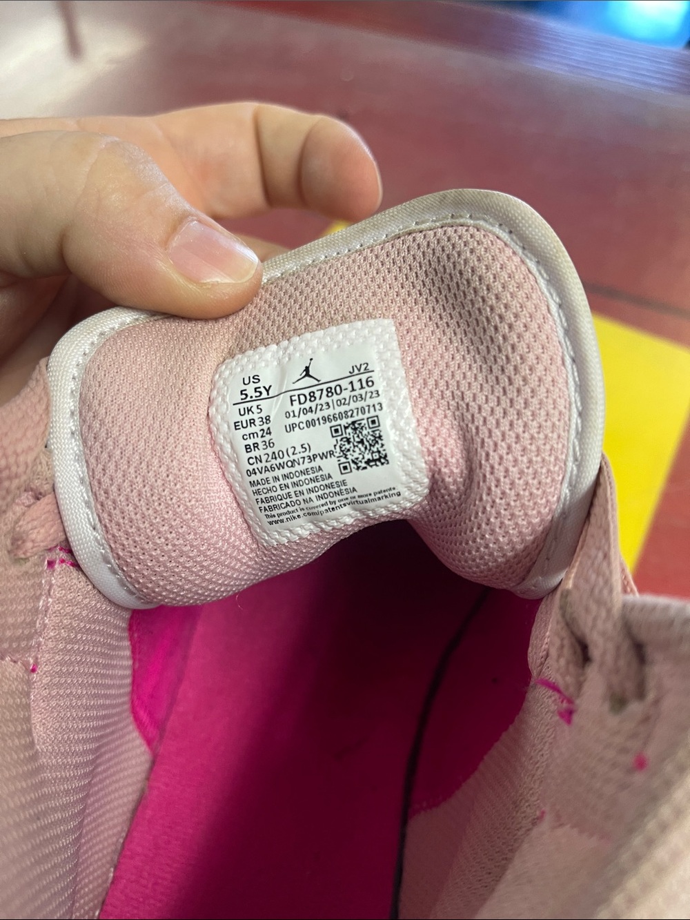 Jordan Kids Light Pink and Hot Pink Low-Top Sneakers